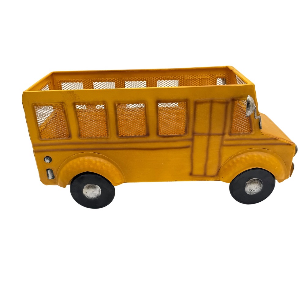 Vintage Metal Yellow School Bus Toy Miniature Vehicle Collectible Decor